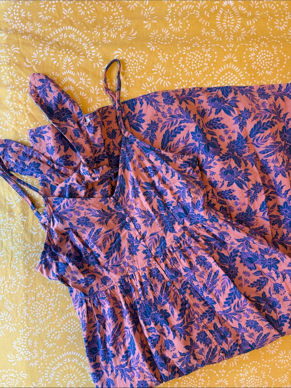 Universal Thread Pink Midi Dress with Blue Floral Print